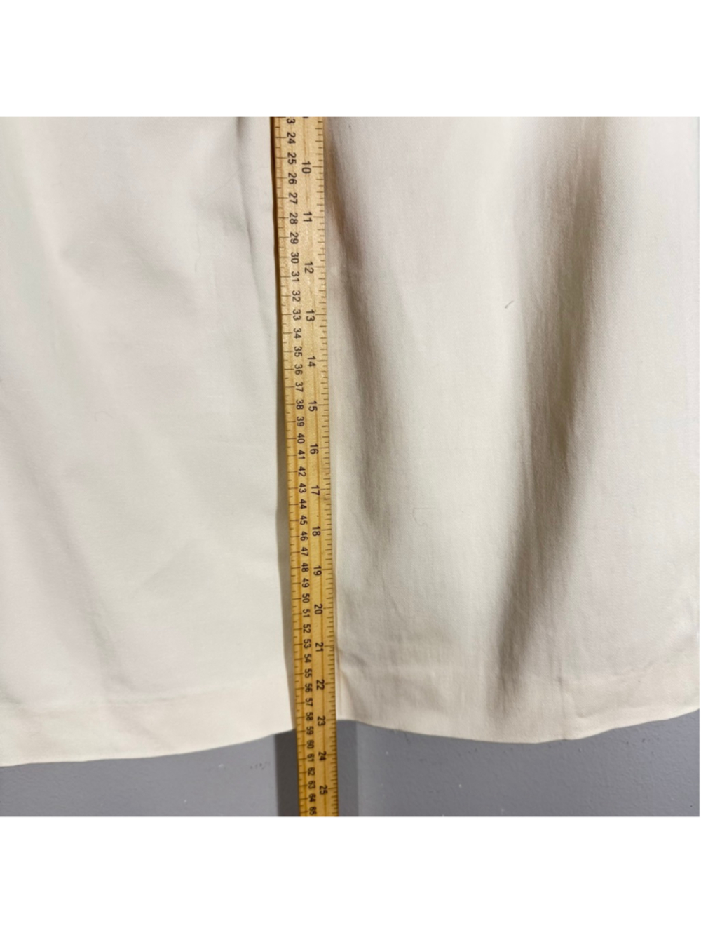 Size 12 Ann Taylor Cream Casual Pencil Skirt Gold Satin Belt Cotton Pockets - Picture 5 of 8